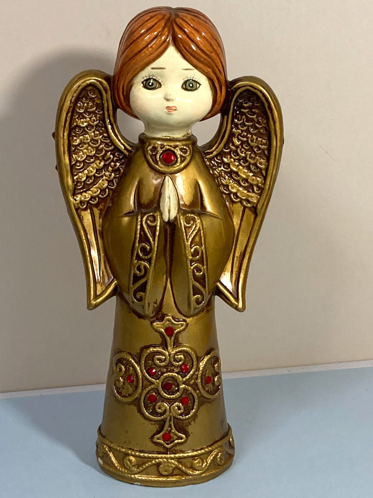 Gold Angel Figurine 5″x3″x11″ Vintage 1965 very sweet
