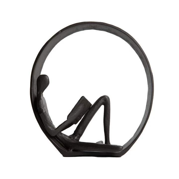 Modern Contemporary Design Black Encircled Reader Iron Sculpture Home Decorative