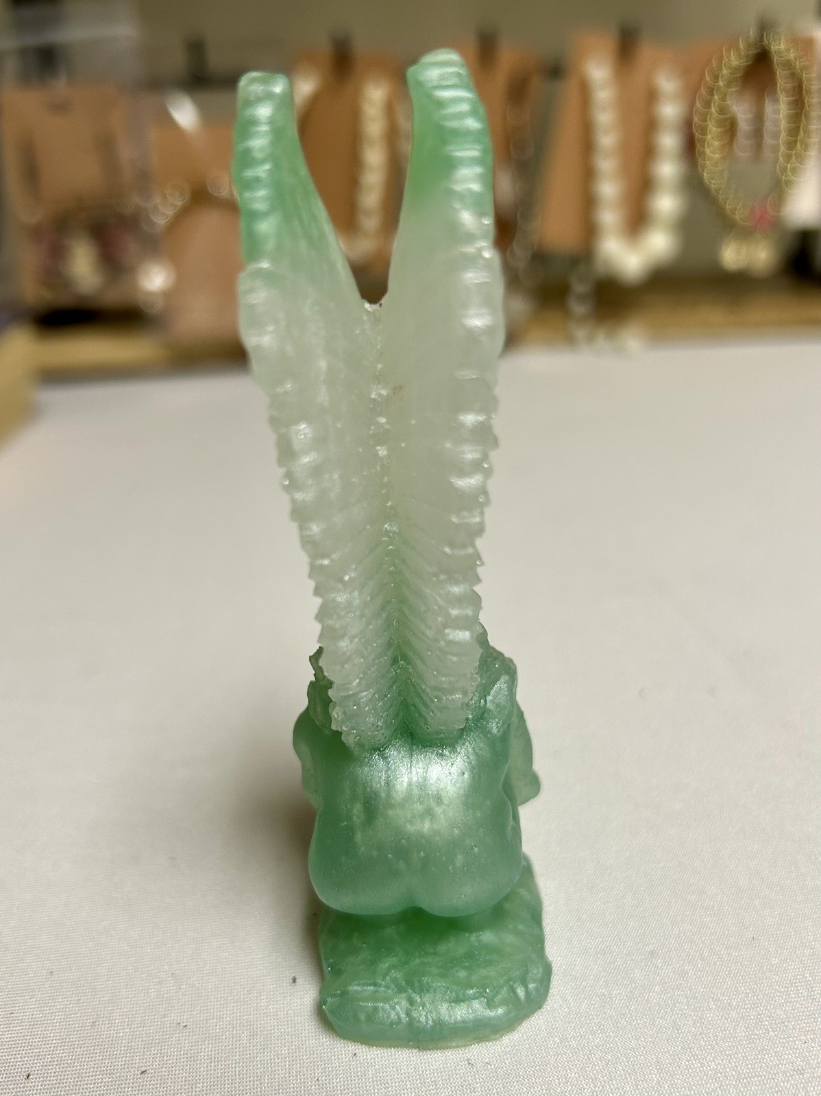 Resin Healing Angel Green And White Figurine Small