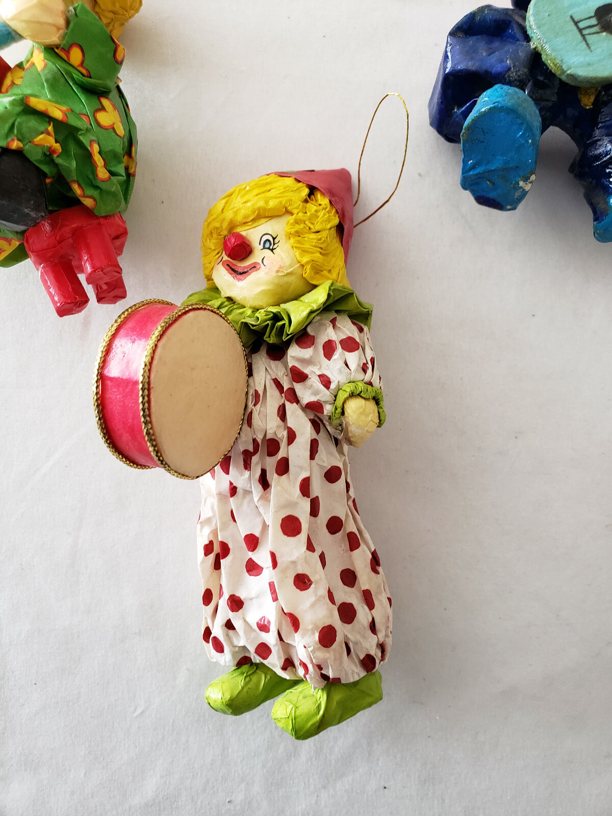 Vintage Paper Mache Clown LOT of 3 – made in Mexico INSTRUMENTS BAND
