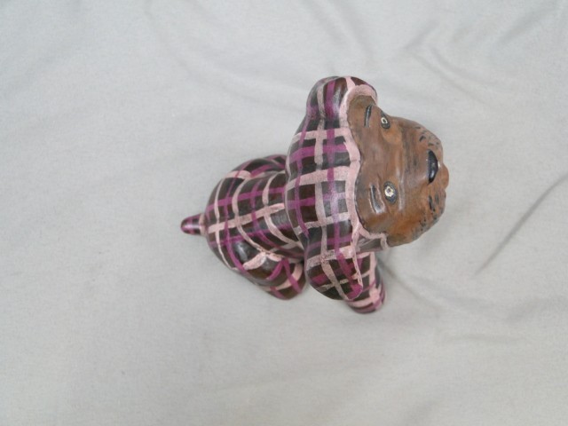 Vintage Jeanette Clark Ceramic Plaid Dogs 1970 BB