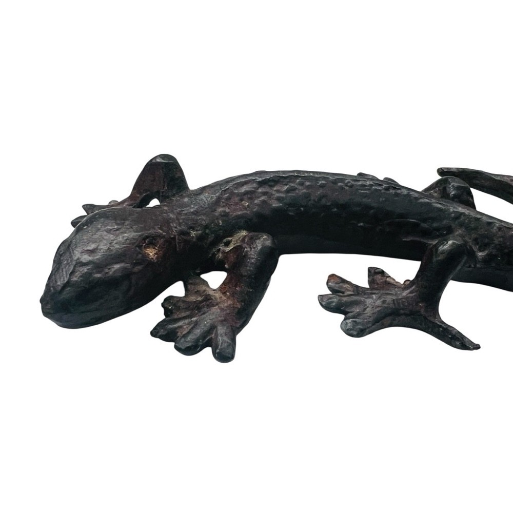 Vintage Overly Cast Iron Handmade Lizard Decor Animal Figurine