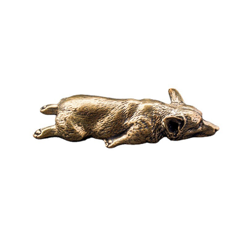 Solid Brass Corgi Puppy Figurine Dog Statue Home Ornaments Animal Figurines