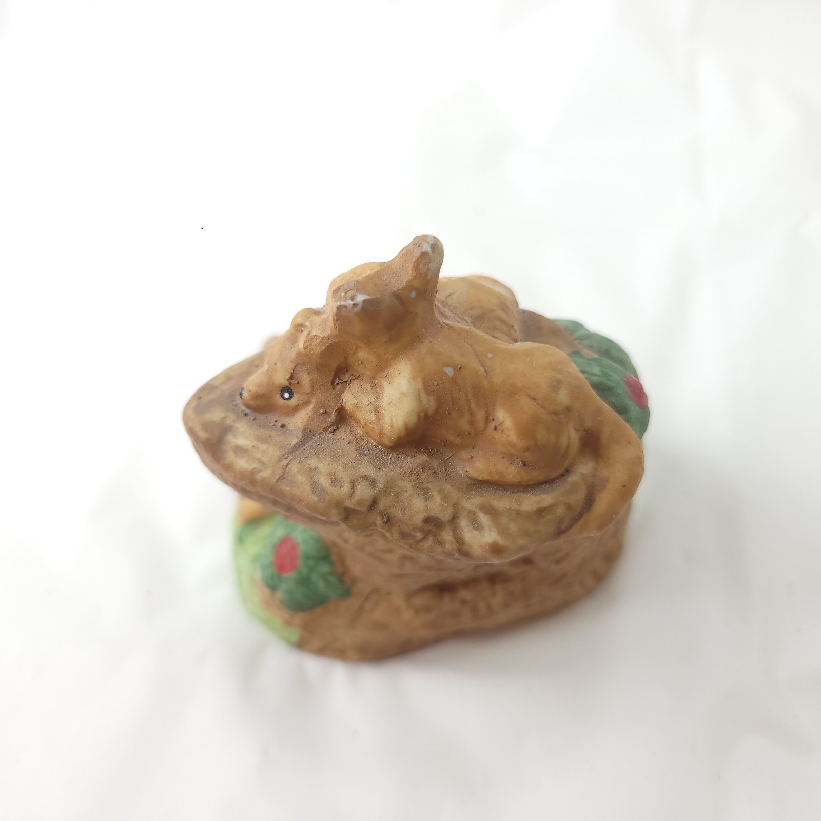 Vintage Fox Ceramic Figurine Forest Animals On Rock Den Nature Decor
