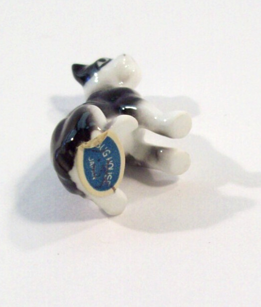 Bug House Miniature Bone China Boston Terrier Dog Figurine, Black & White