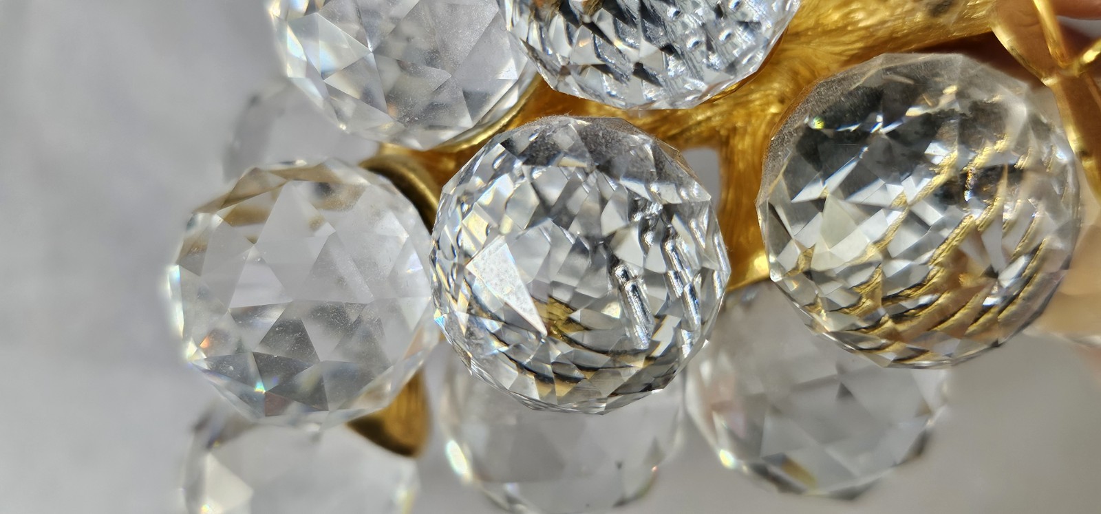 Vintage Swarovski Crystal Sparkling Fruit Grapes Cluster On 24K Gold Plated Stem