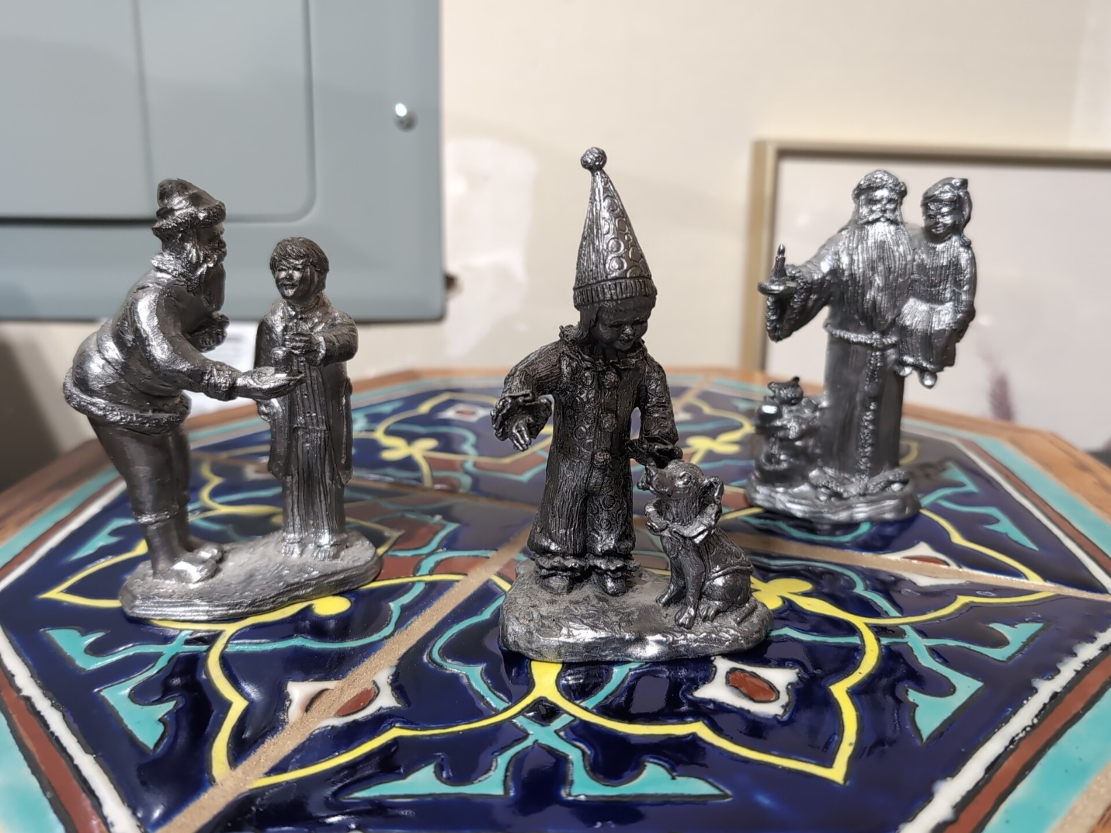 Michael Ricker Pewter Christmas Boy With Dog Three Figures In Total