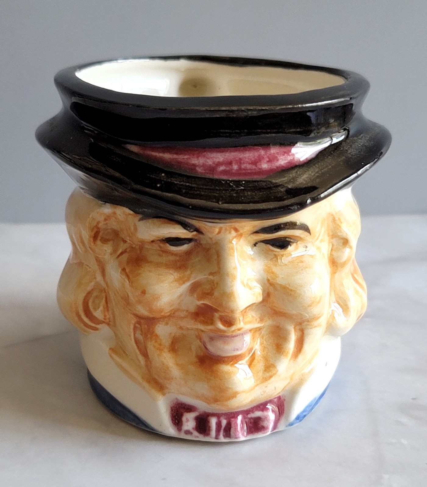 Vintage Colonial Business Man in Black Top Hat Toby Mug or Jug 2-3/8″ tall Japan
