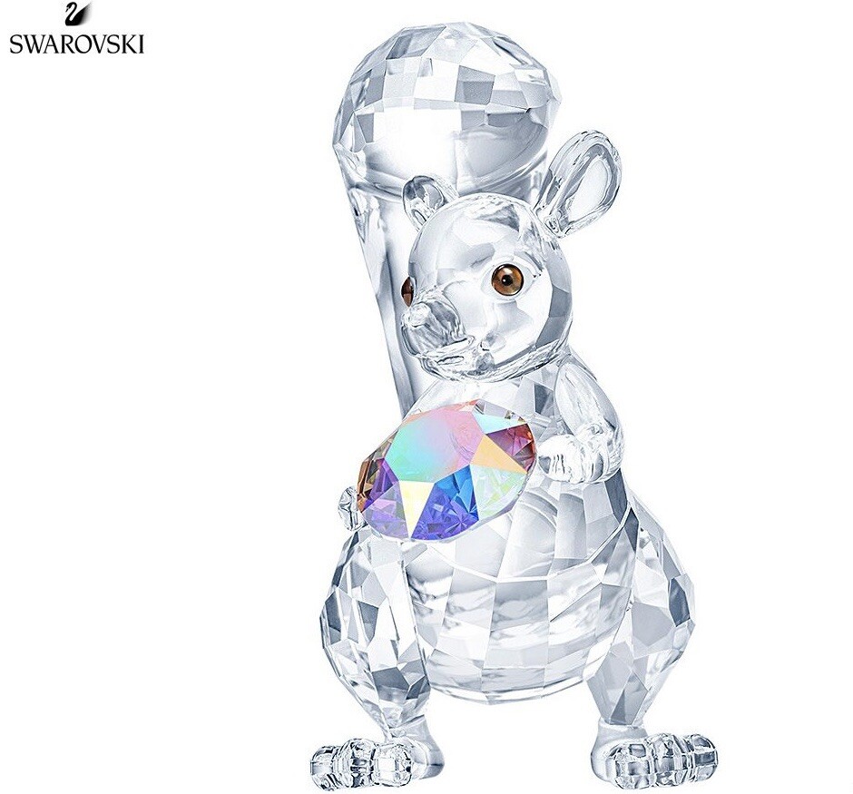 NIB Swarovski Squirrel With AB Coated Crystal-Shaped Icicle Figurine #5464879