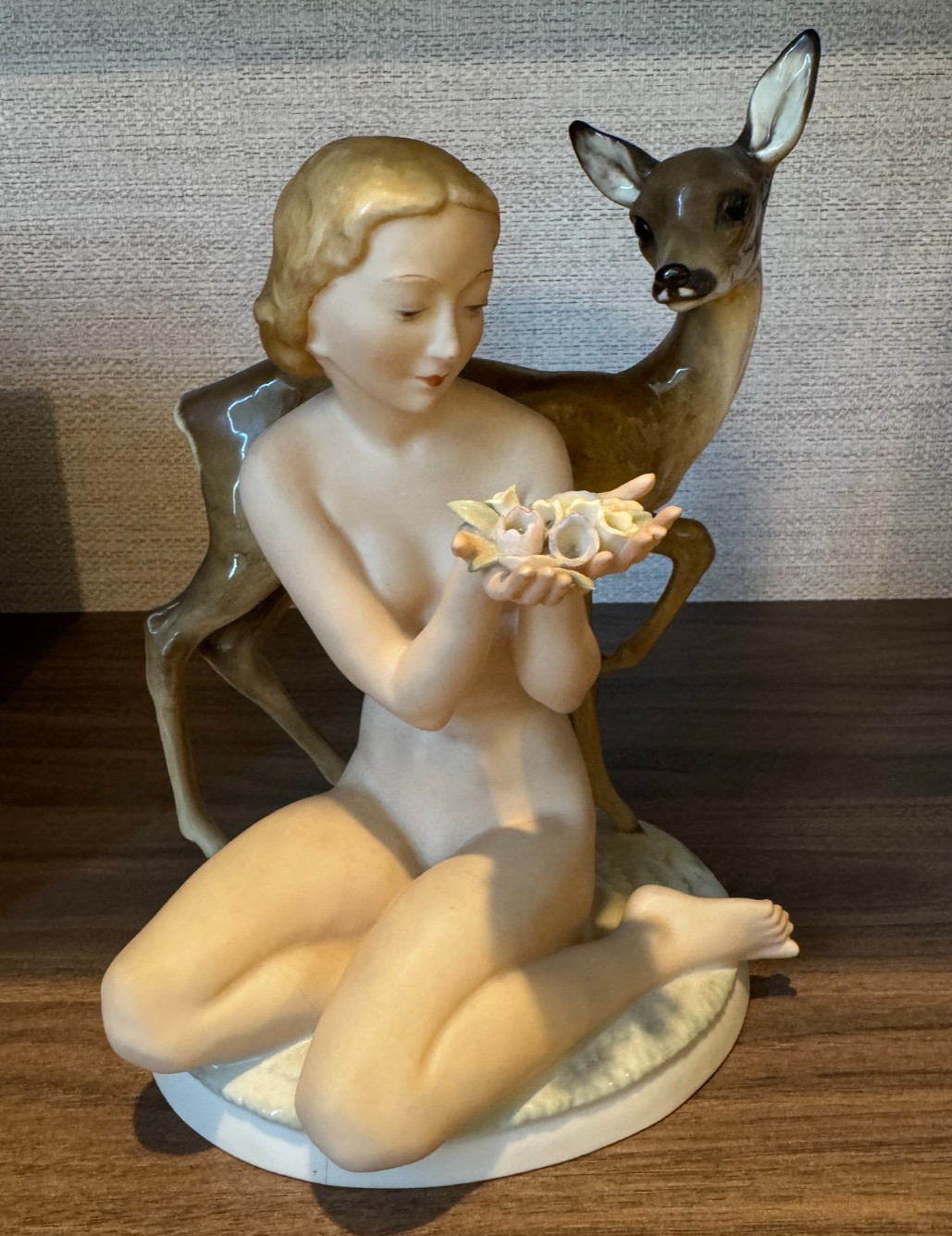 Vintage Hutschenreuther Figurine of Nude Woman with a Young Deer by Carl Werner