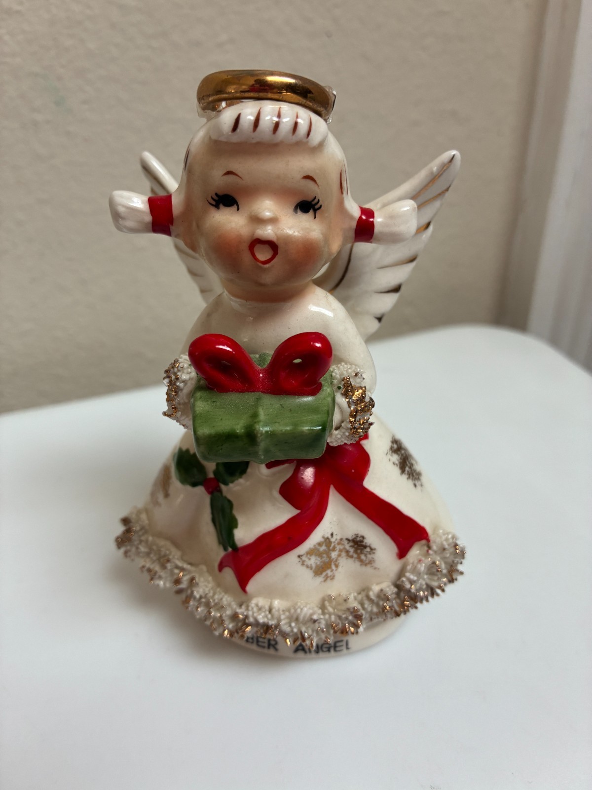 VINTAGE Lefton DECEMBER ANGEL FIGURINE of the Month CHRISTMAS GIRL -AR 1987