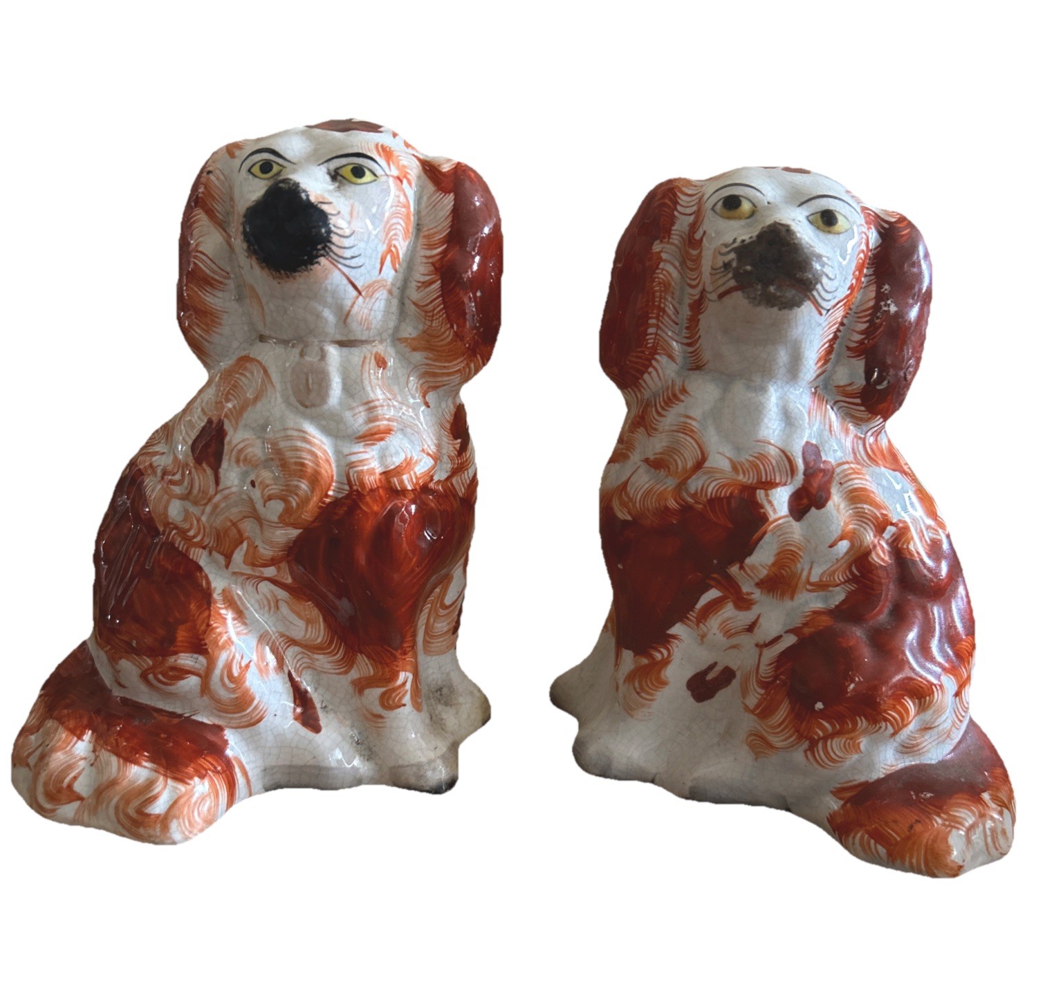 Antique Set Of Staffordshire English Porcelain Dogs, Circa 1880