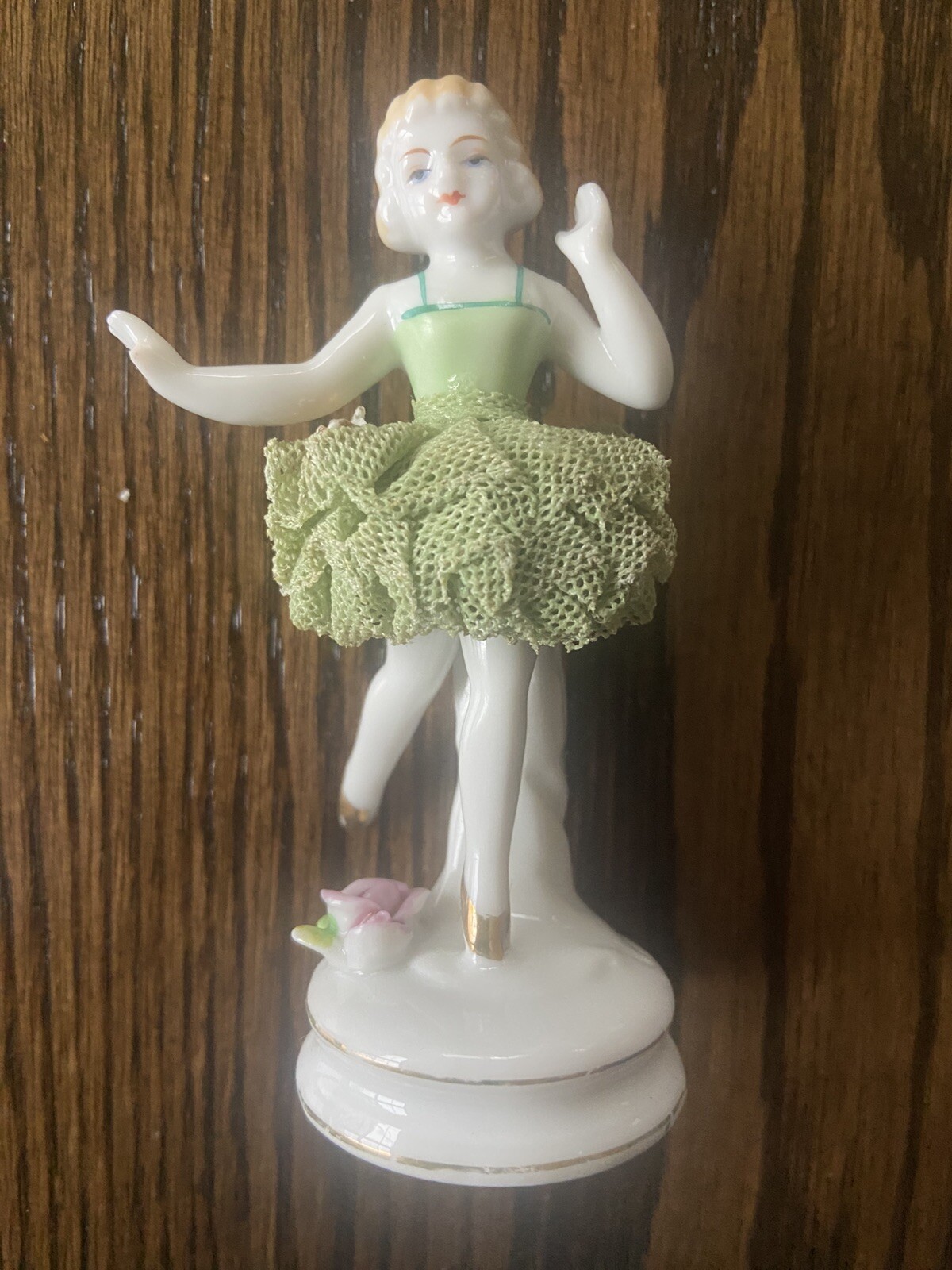 Vintage Porcelain Ballerina Figurine – Lace – Japan 3.5 in