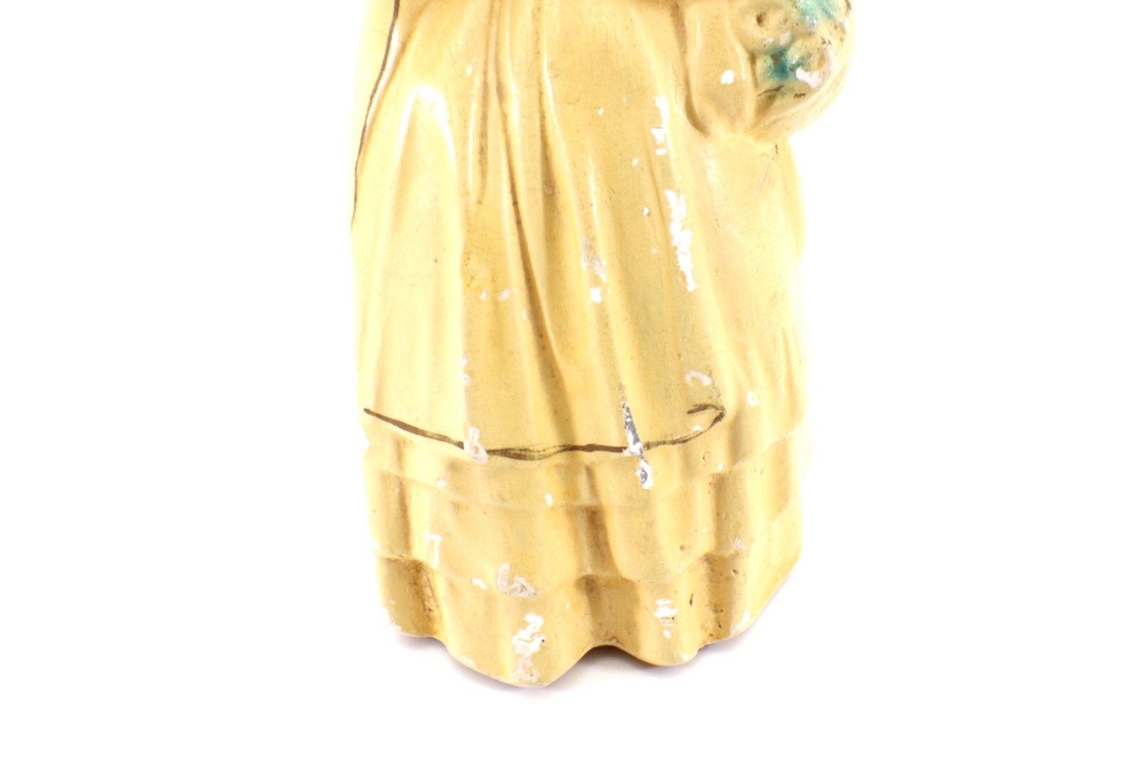 Roman Art Co Robia Ware Chalkware FIGURINE Yellow Lady USA 1940s