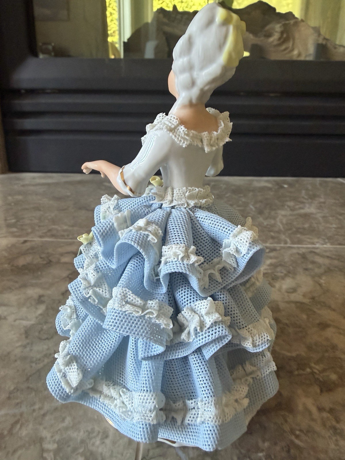 Original Vintage Dresden Germany Lace Dress Porcelain Lady Figurine 6.5″ tall