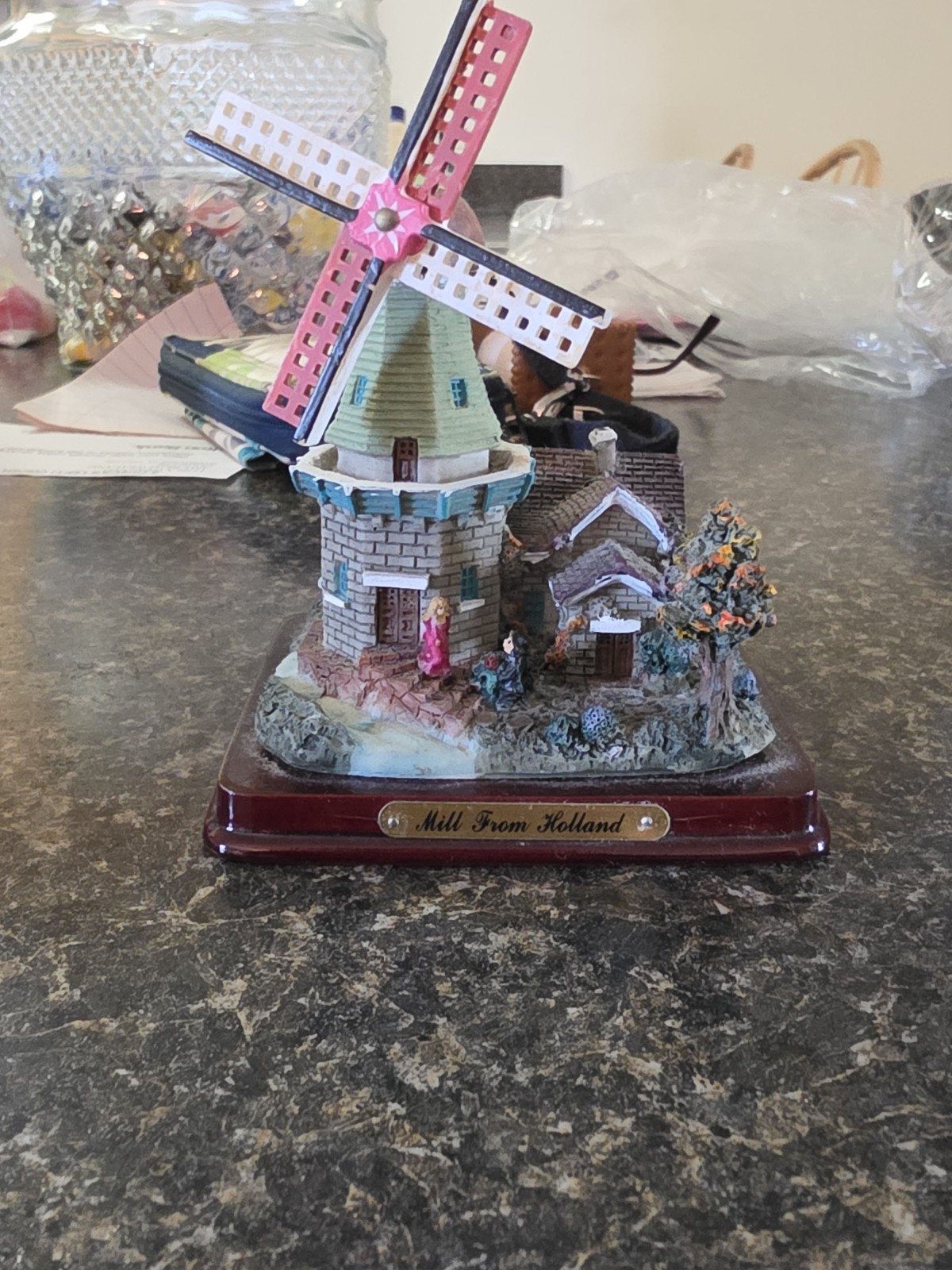 Windmill Figurine Hand Painted Multicolor Resin Sculpture Decoration