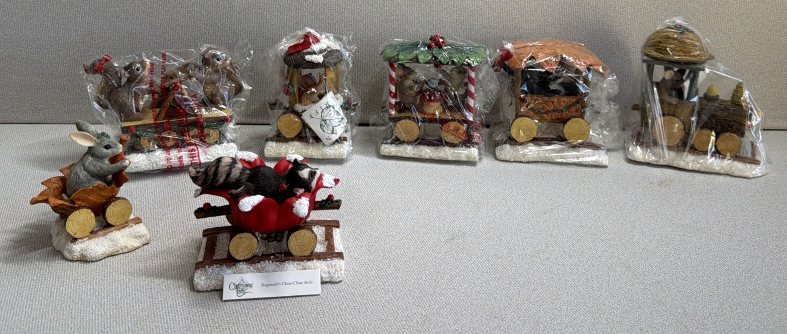 RARE COMPLETE SET ! of 7-pc -Charming Tails Choo Choo Train Silvestri/Fitz&Floyd