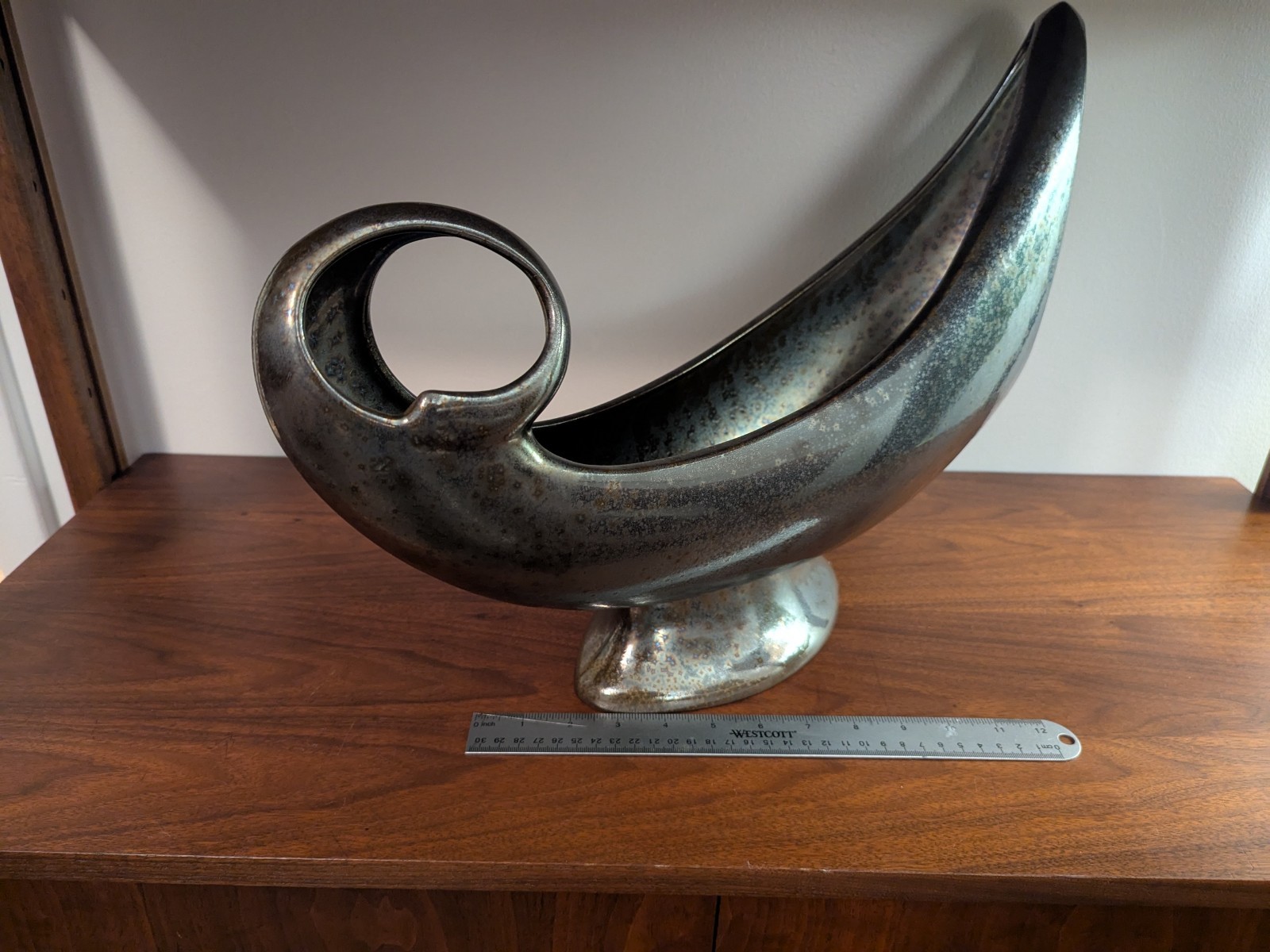 Vintage Global Views Decorative Ceramic Gun Metal Glaze Made In Portugal