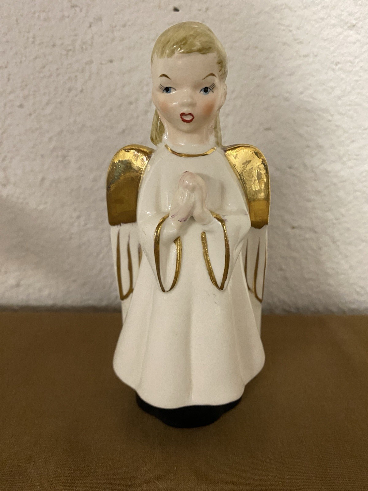 Vintage Ucago Angel Planter Choir GirlMade In Japan Angel Gold Wings Wall Pocket