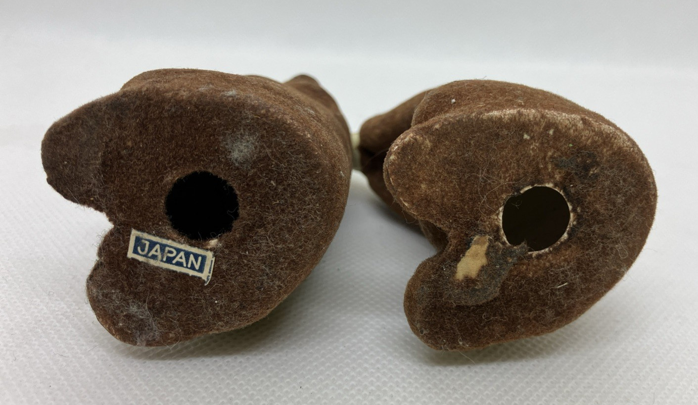 Vintage Flocked Brown Bear Figurine Japan Yosemite Home Decor
