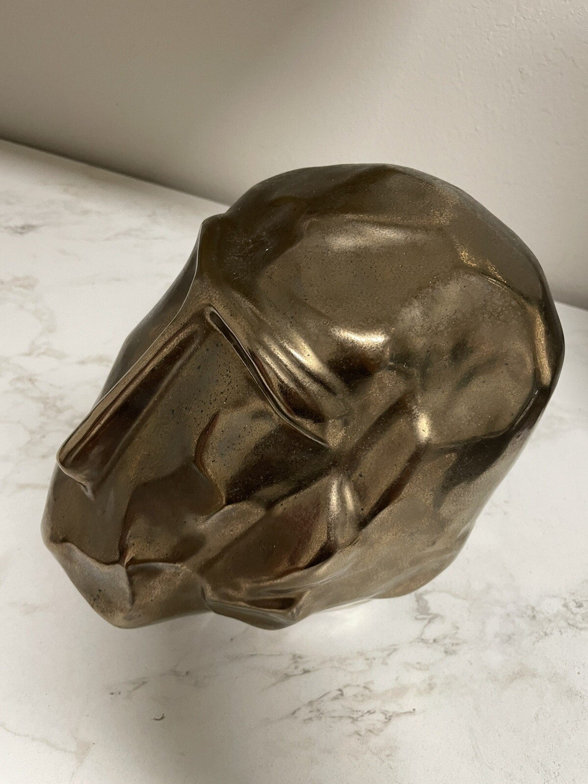 Rare Handcrafted Abstract Art Bronze Ceramic Man Head Sculpture Figurine 8x8x10