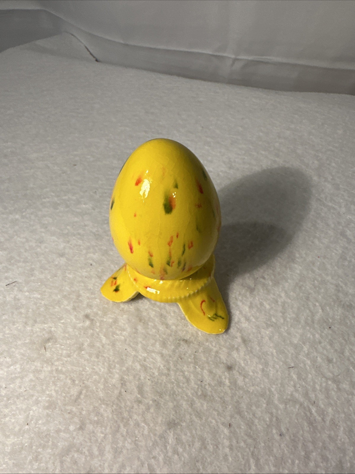 Vintage Hand Painted Porcelain Easter Egg Yellow Delicate Pretty