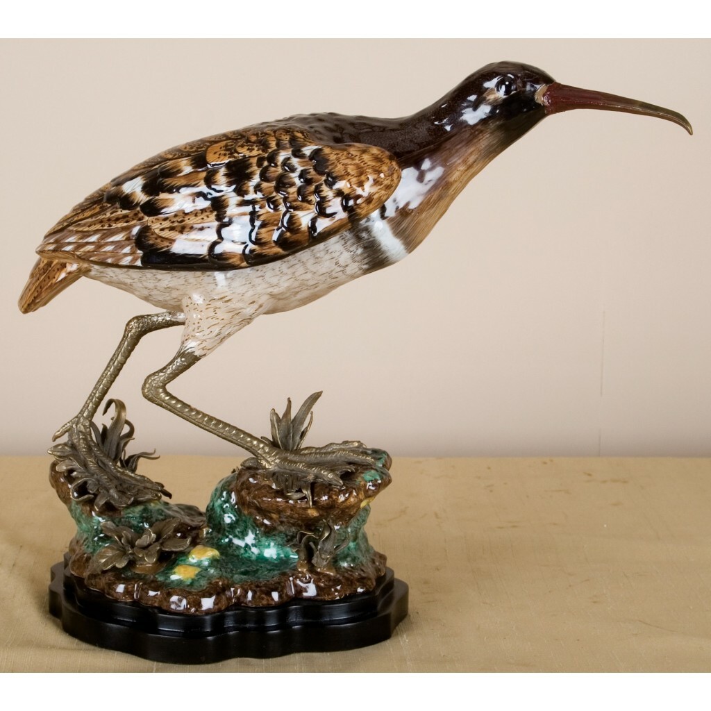PORCELAIN BRONZE ORMOLU BIRD FIGURINE FIGURE SHORE BIRD