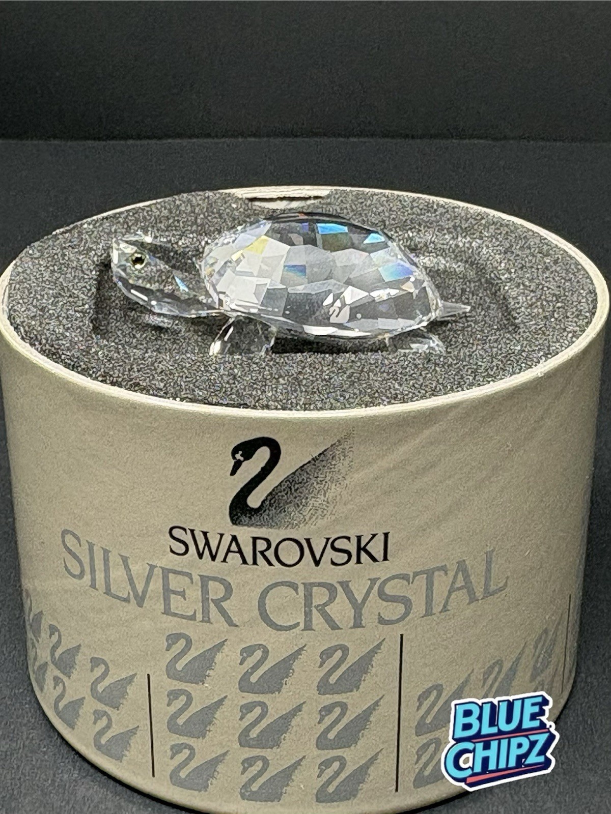 Swarovski Crystal Turtle Figurine in Box A 7632 NR 000 001 Green Eyes Tortoise