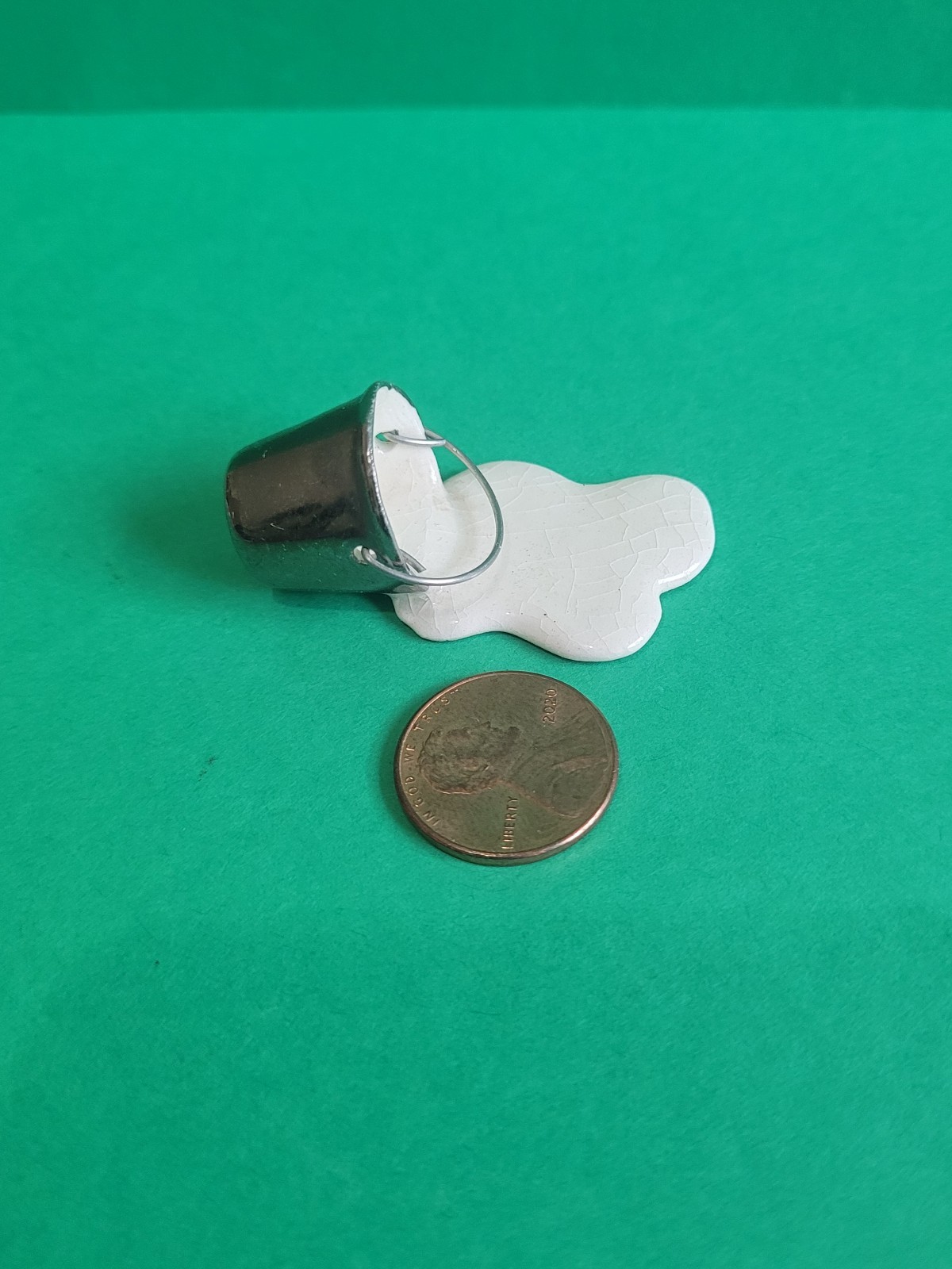 Vintage Hagen Renaker Spilled Milk Bucket Miniature Figurine Retired Dollhouse