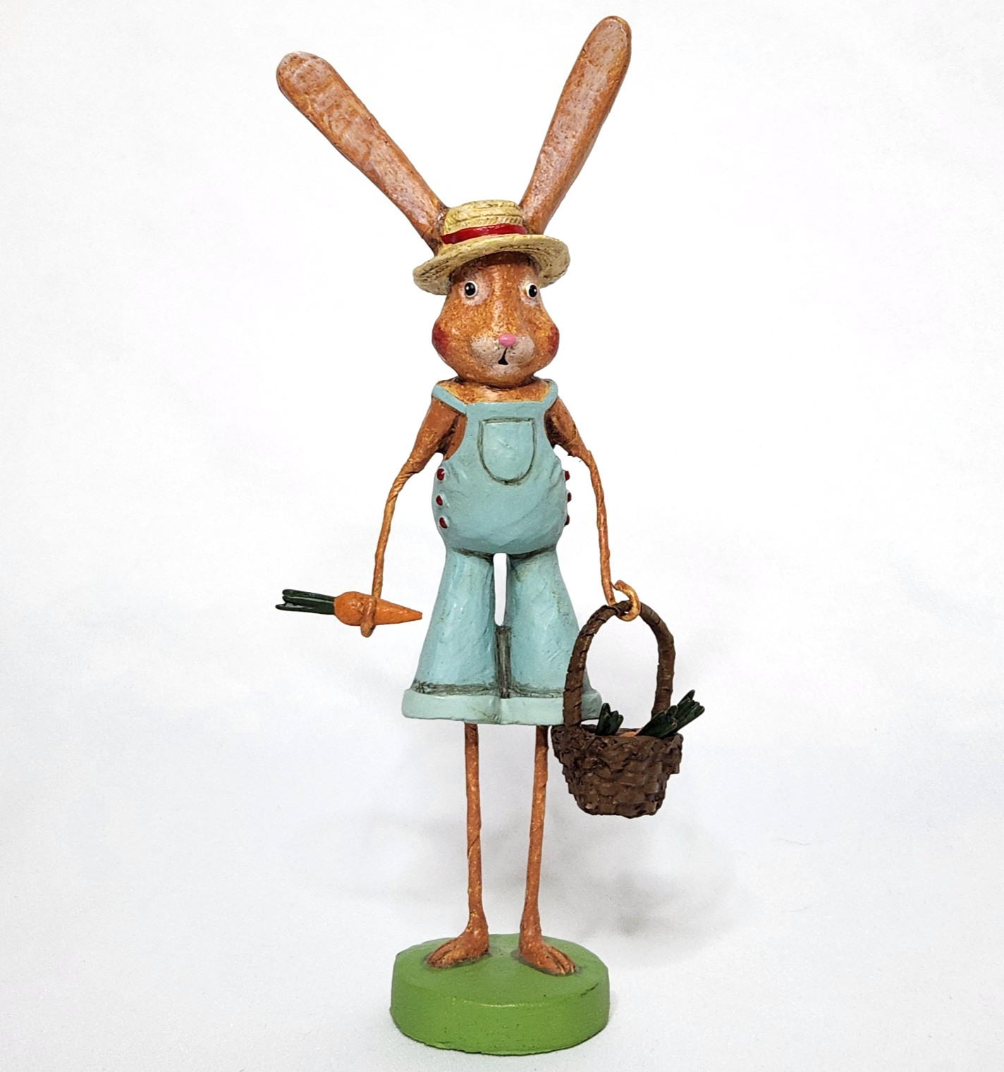 Lori Mitchell Figurine Carrot Farmer Cade 8.5″ Bunny with Basket of Carrots