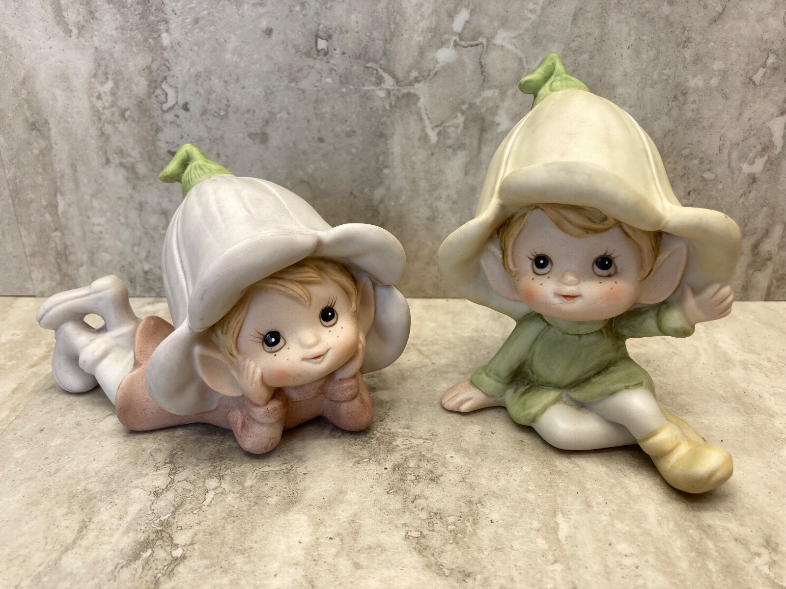Vintage Homco Fairy Elf Pixie Figurines Set of 2 Garden #5615
