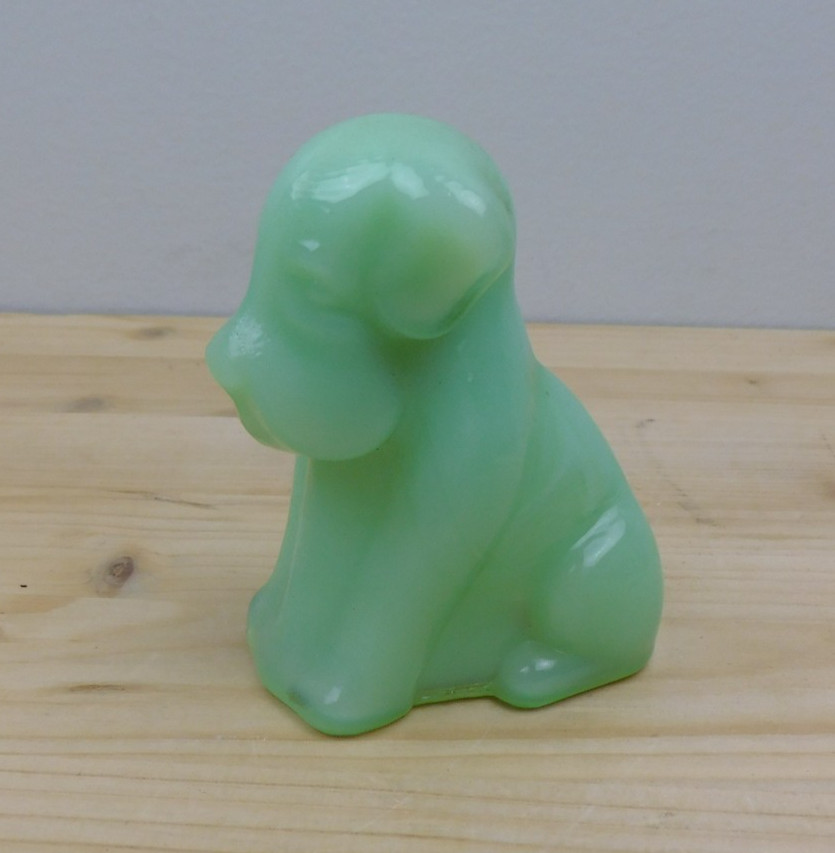 Vintage Degenhart Art Glass Pooch the Dog Figurine #37 “April Green” UV Glow