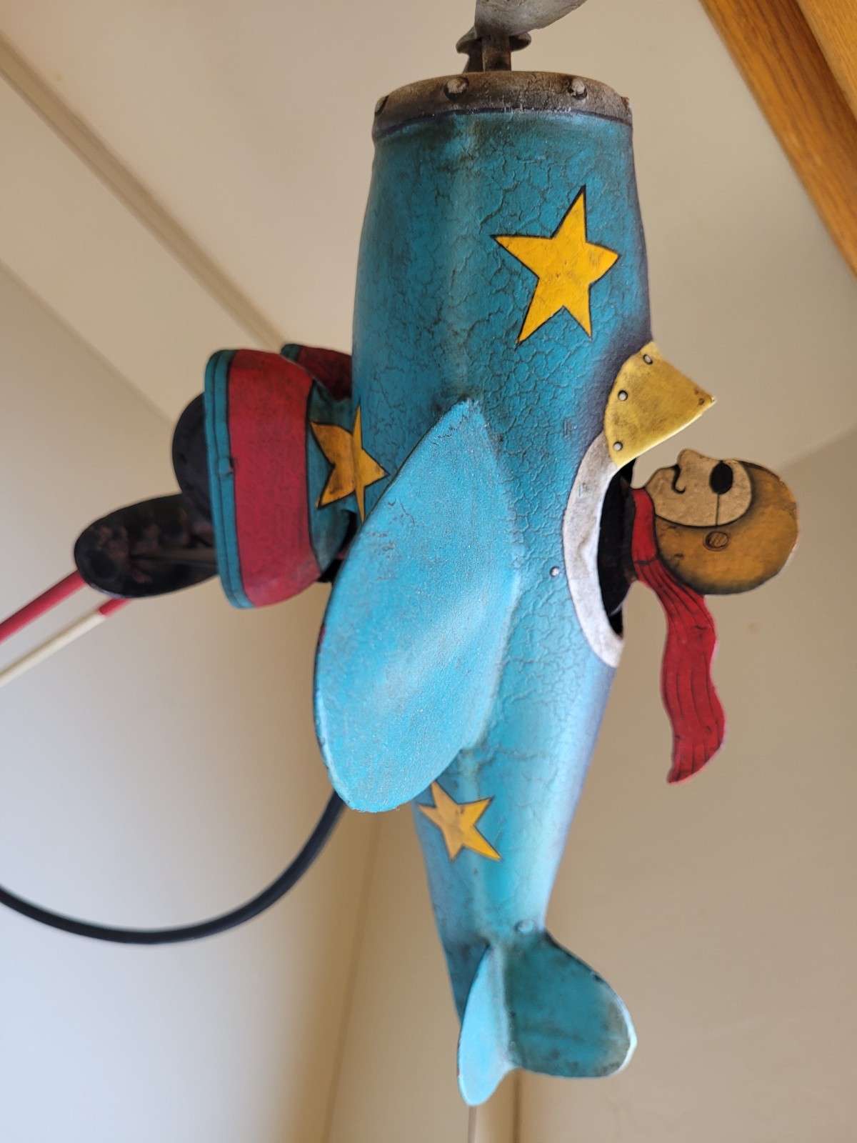 VINTAGE A la Maison METAL FOLK ART Flying Ace Swinging PENDULUM balance toy