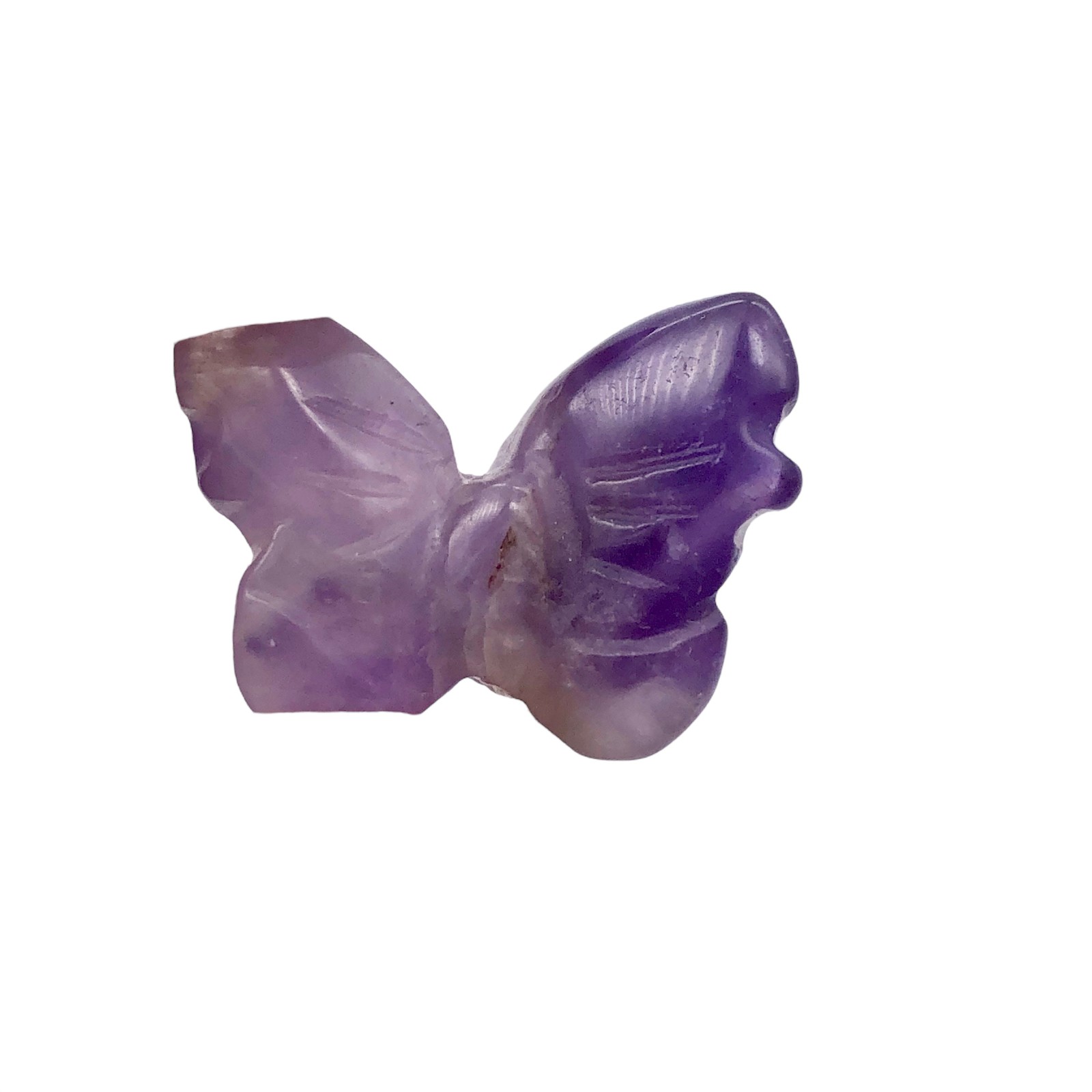 Deep Amethyst Butterfly Animal Figurine Worry Stone | 21x18x7mm | Purple