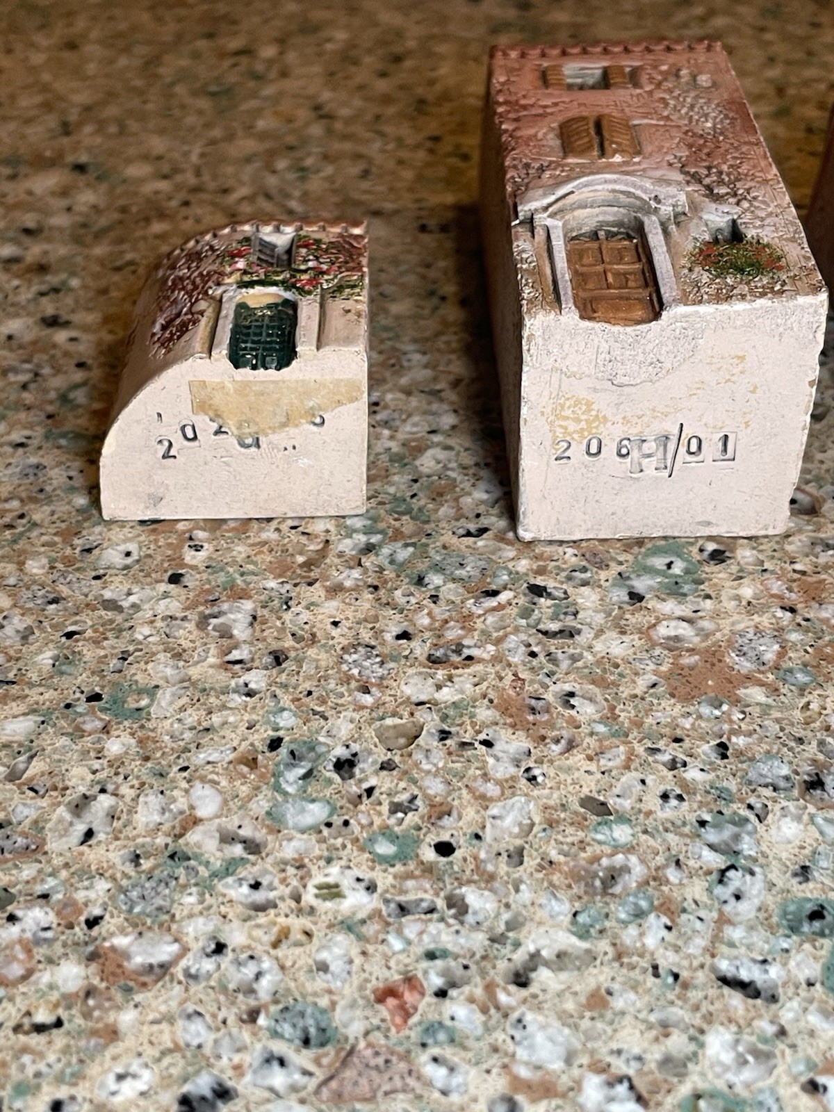Gault France Miniature Ceramic Village Buildings Lot of 4 Signed