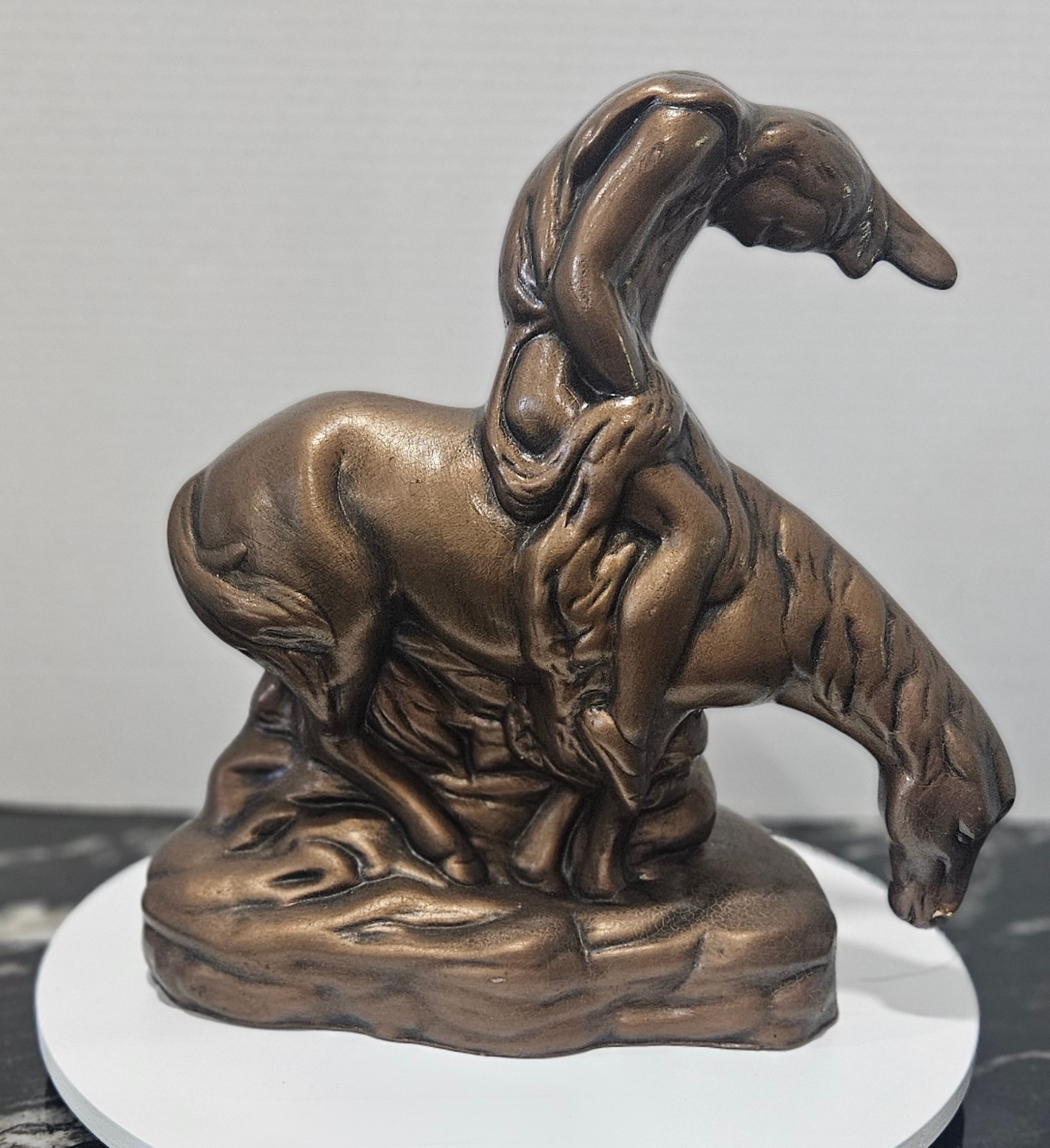 End Of Trail Native American Indian on Horse Figurine – Ceramic 11.5″ READ Desc