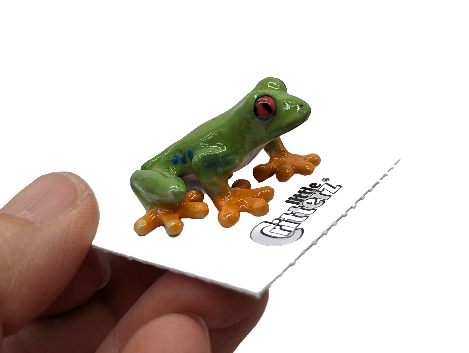 Lot /2 Little Critterz Red-Eyed & Leopard Frogs Hand-Painted Porcelain Mini Figs