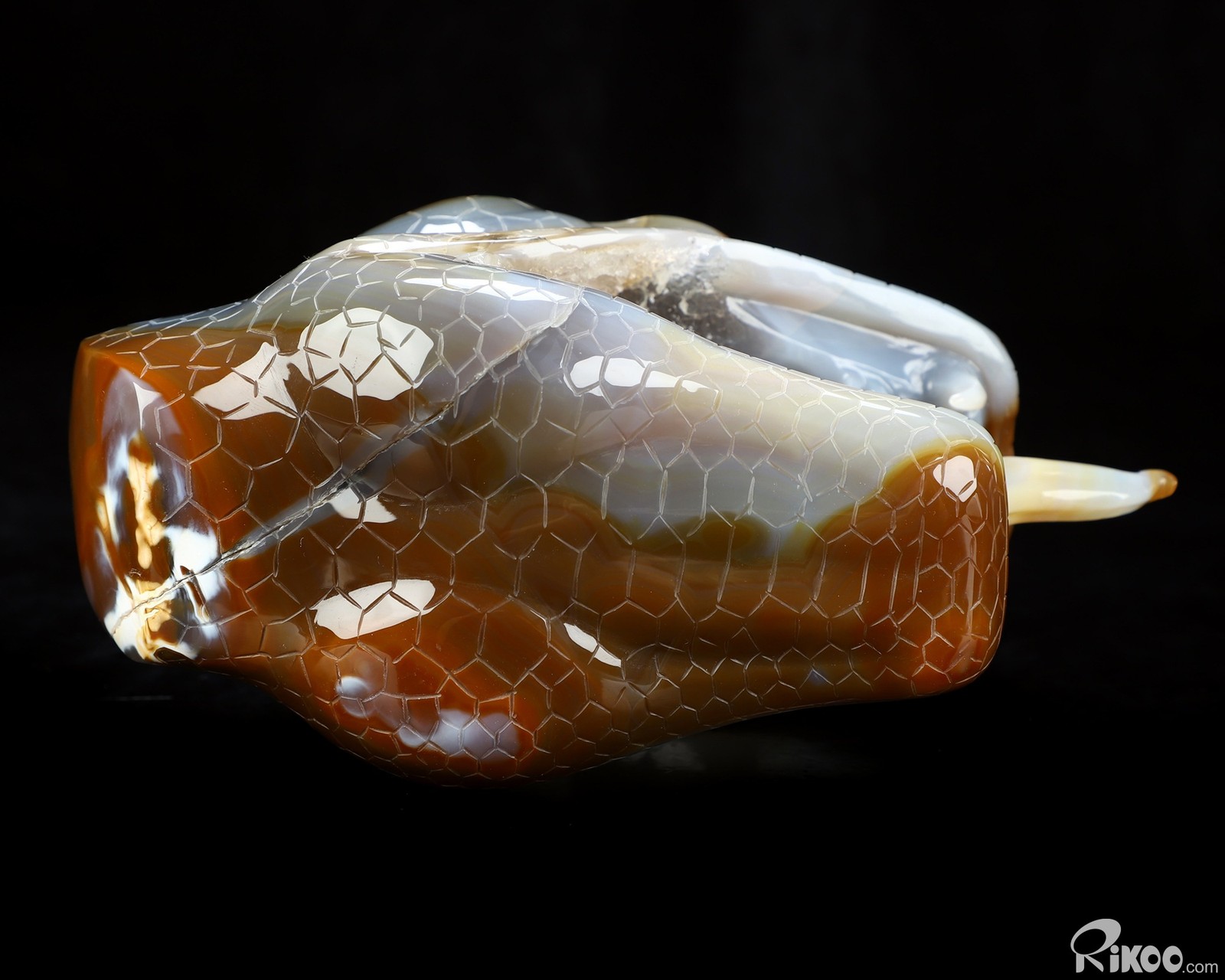 Awesome 7.5″ Premium Brazilian Agate Hand Carved Crystal Snake Sculpture