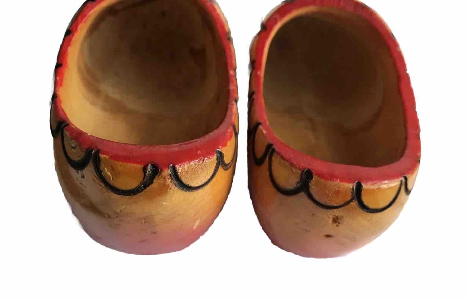 Pair Hand Painted Dutch Holland Wooden Clogs Shoes Souvenir Footwear Child Size