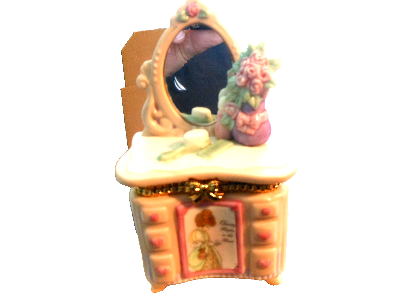 Precious Moments “Hinged Covered Box” 1997 Porcelain Bisque Figurine NEW