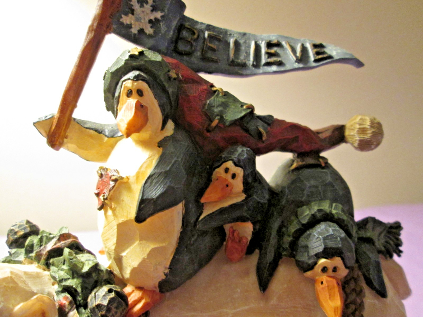 Boyds Bears “Believe In Magic” Magical Penguins Riding A Polar Bear Figurine