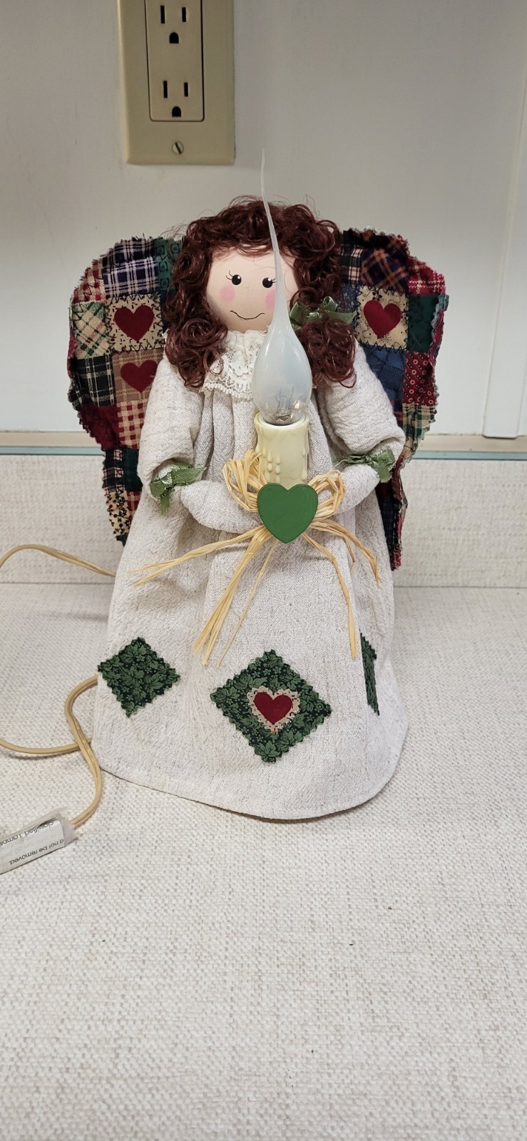 Handmade Fabric Angel With Light Counrty Angel