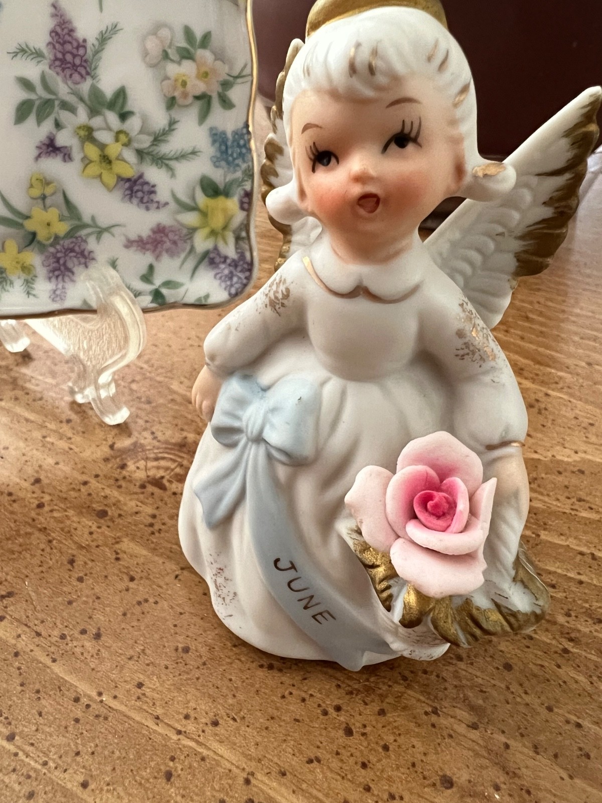 Vtg Lefton June Birthday Angel Japan Label Handpainted Exc. Collectible Stamped