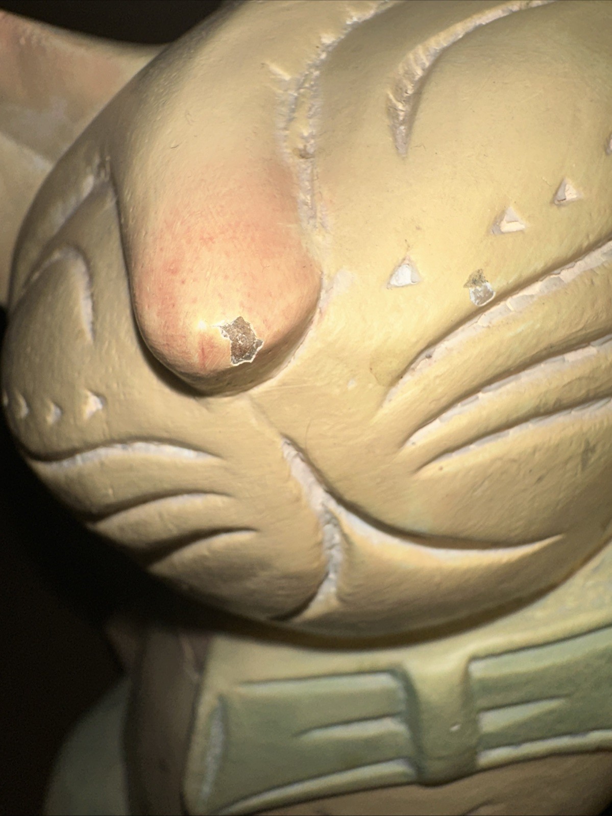 Vintage Sitting Cat Solid Wood 13.5″ Tall Pastel Colors Hand Carved In Thailand