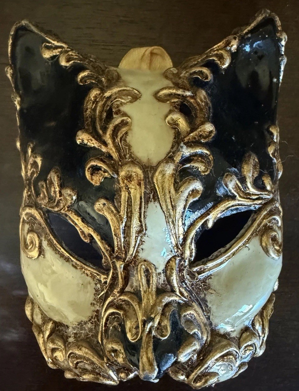 Soleluna Gatto Miniature Paper Mache’ Mask L 20th Cent Hand Painted Venice Italy