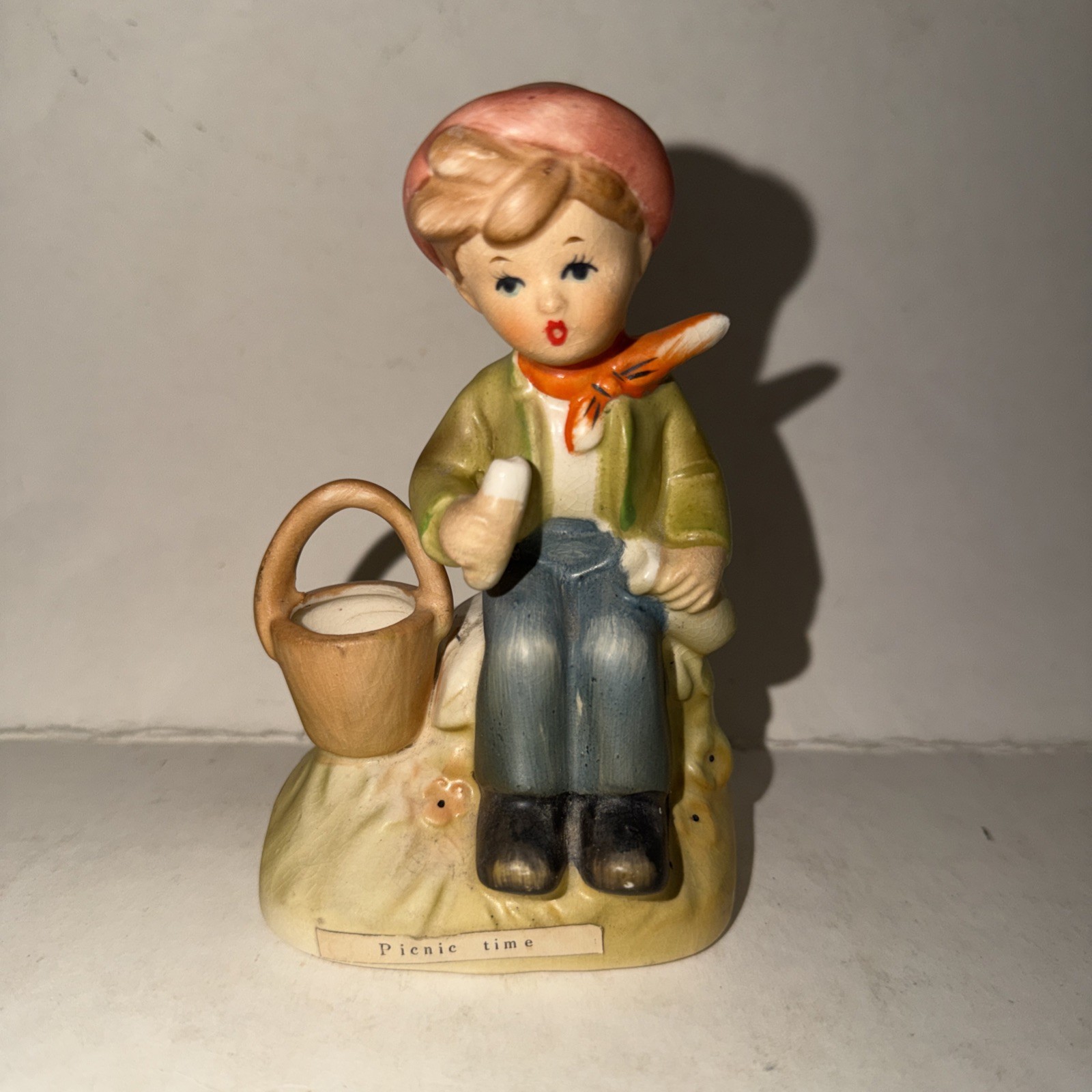 Arnart Creation Picnic Sitting Boy Porcelain Figure Erich Stauffer (12789)