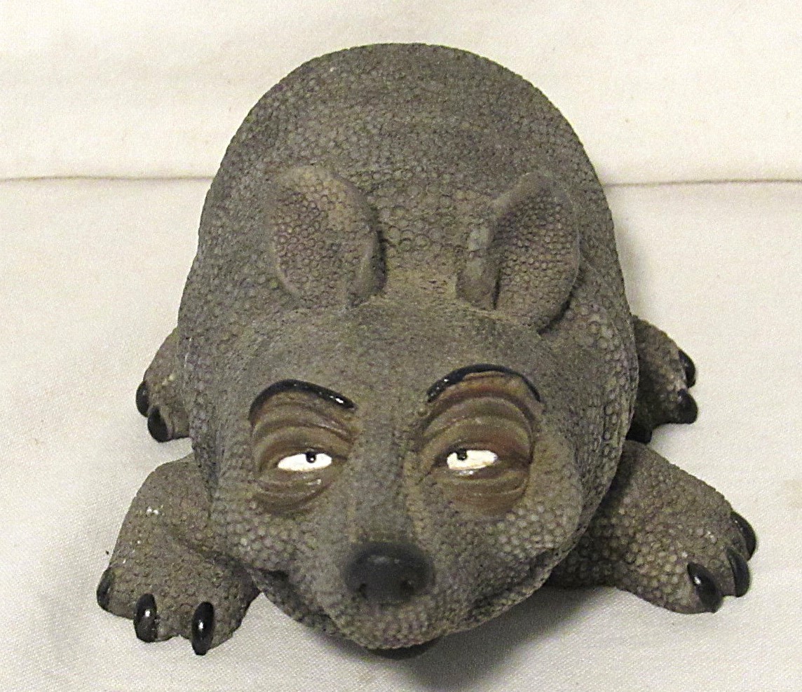 Gray Stone Resin Armadillo Figurine 7″ Long X 3 1/4″ Wide ‘Forest Creek Gems’