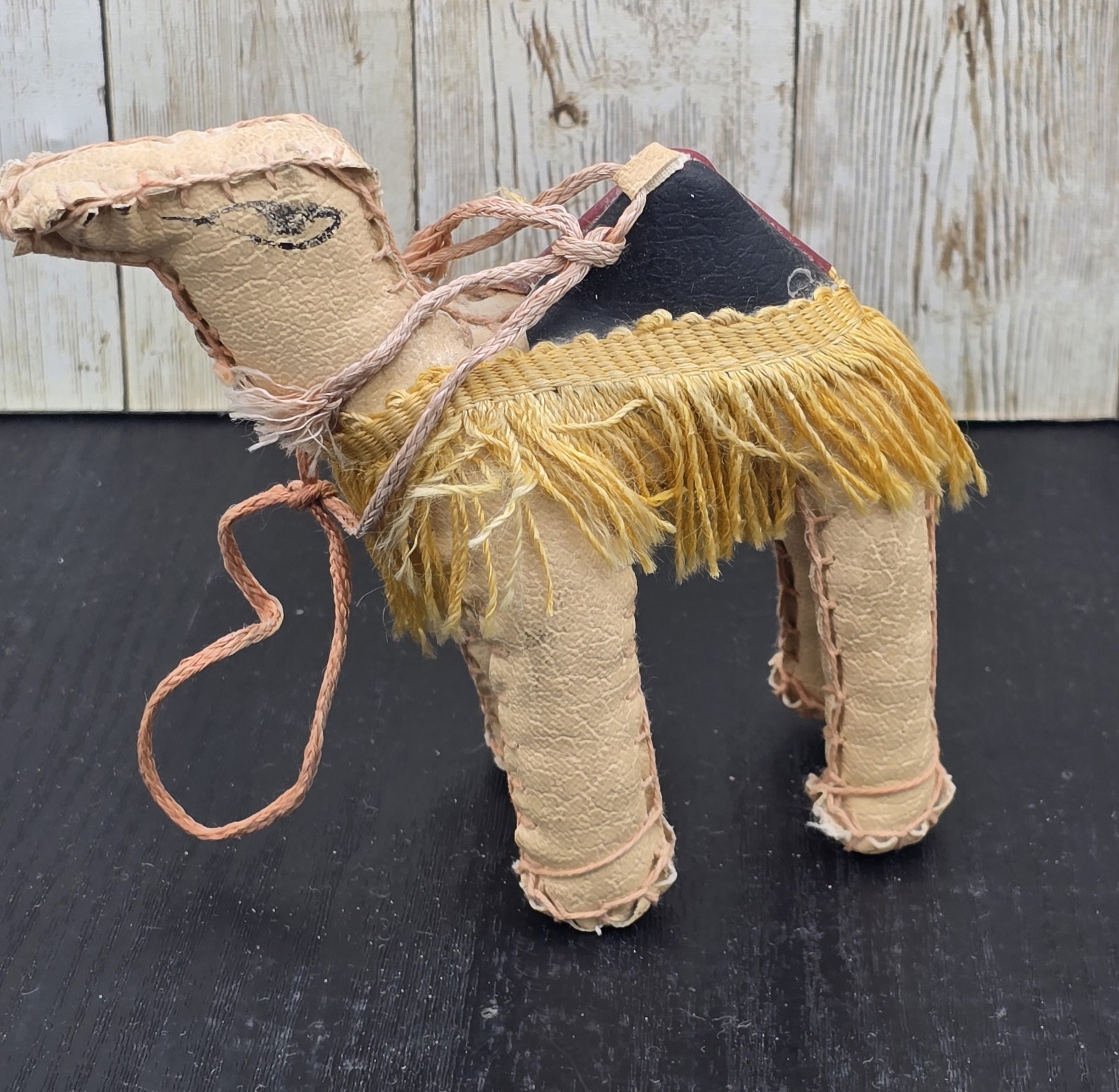 Vintage MCM Soft Sculpture Handmade Arabian Leather Camel Hand Stitched 4″x5″