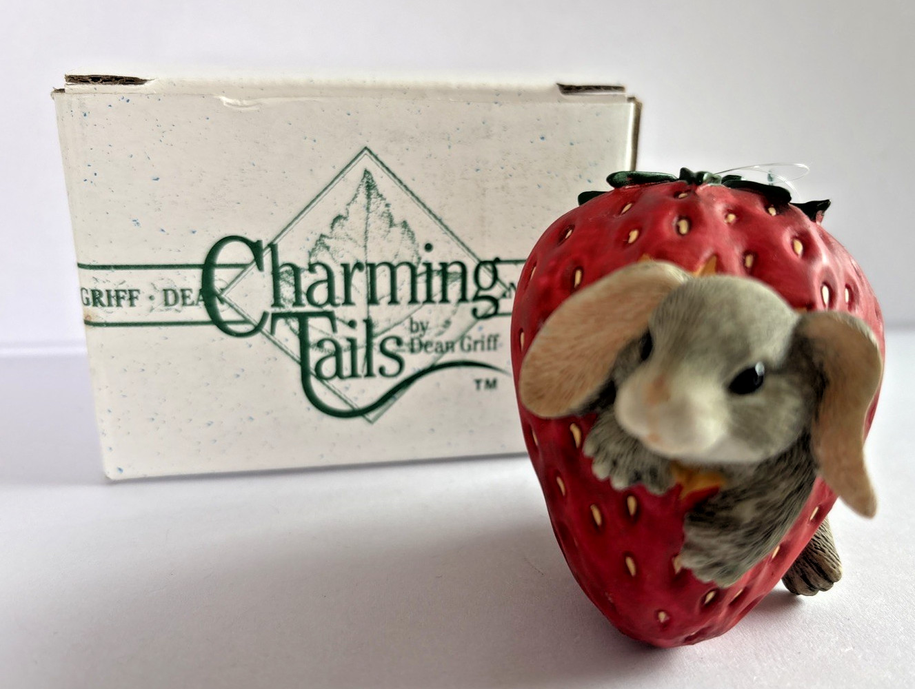 Silvestri Charming Tails Binkey in the Berry Patch Ornament Bunny Strawberry Box