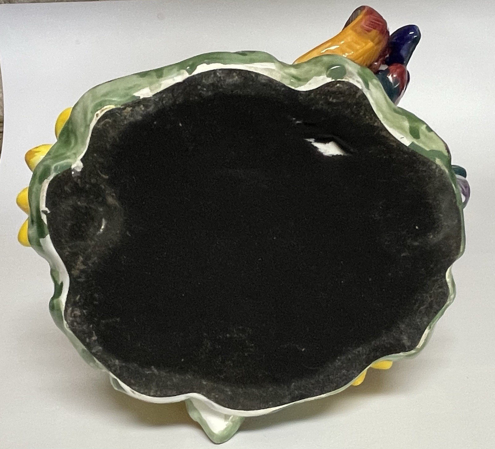 Ceramic Rooster on Sunflower Large Vintage J. Willfred Handpainted Sadek 15.5″